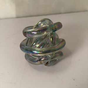 Stunning Murano Twisted Clear Rope Knot Art Glass Paper Weight Sculpture Vintage